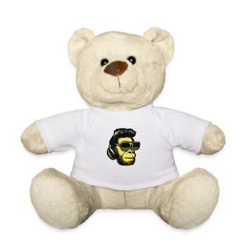 Singe écoutant de la musique avec des écouteurs - Nounours - blanc - Devant