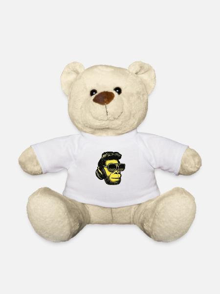 Affe hört Musik mit Kopfhörern - Teddy - Weiß