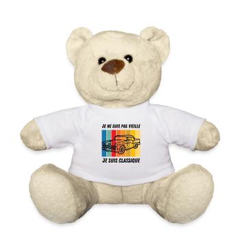 Design T shirt voiture ancienne, voiture classique - Nounours - blanc - Devant