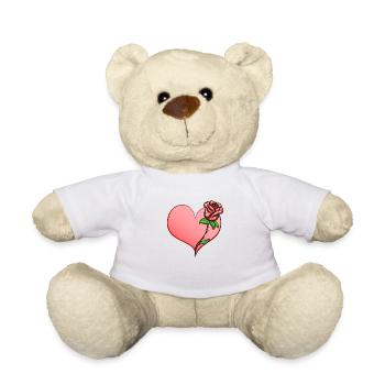Symbole de forme de cœur de fleur de rose - Nounours - blanc - Devant