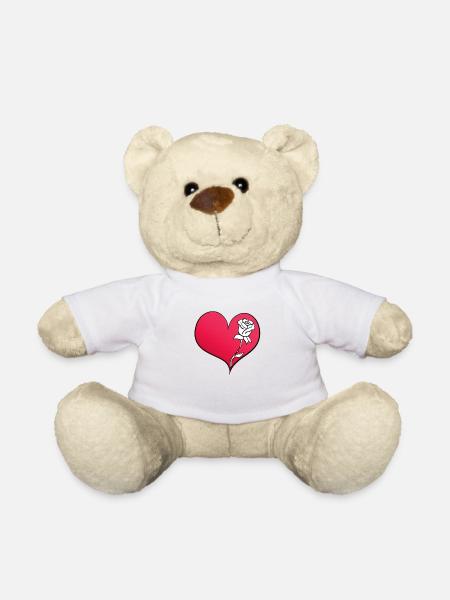 Rose Fleur Coeur Symbole Rose - Nounours - blanc