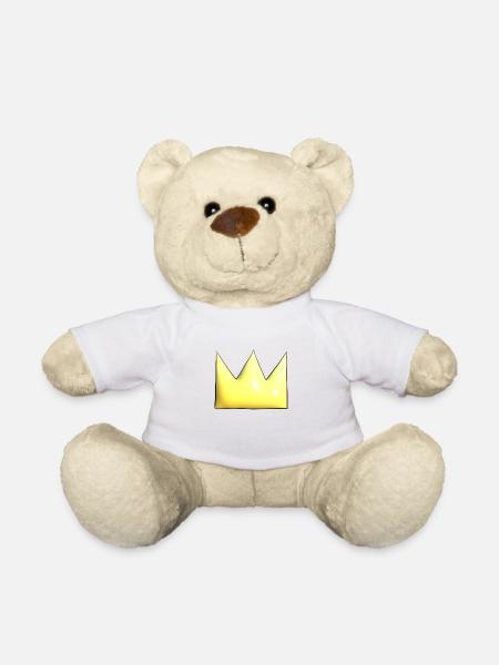Golden Crown Cartoon Symbol Form - Teddy Bear - white