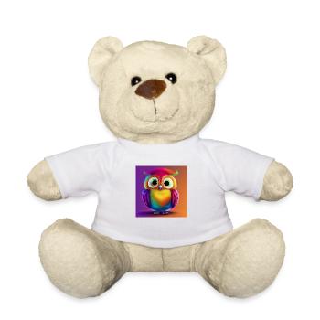Colourful Cute Owl T-shirt - Teddy Bear - white - Front
