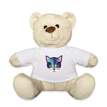 Illustration eines Katzenporträts, Vektor - Teddy - Weiß - Vorne