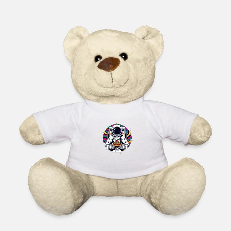Astronaute funky dans l’espace avec une pizza - Nounours - blanc