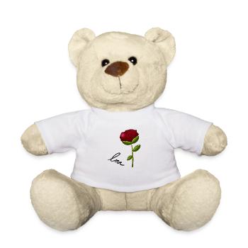 Fleur rouge symbole nature - Nounours - blanc - Devant