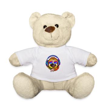 Cool paresseux avec des écouteurs écoute de la musique - Nounours - blanc - Devant