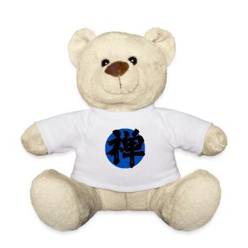 Kanji Zen Bleu Foncé - Nounours - blanc - Devant