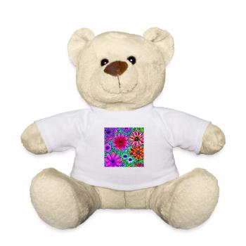 Art des fleurs au néon - Nounours - blanc - Devant