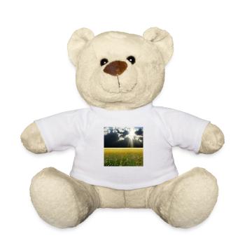 Sunny meadow with fluffy clouds - Teddy Bear - white - Front