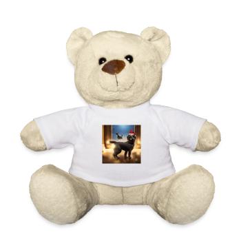 Un chien avec un chapeau de Père Noël - Nounours - blanc - Devant