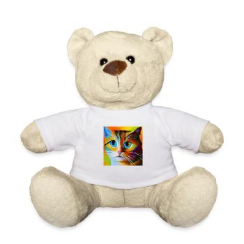 Portrait abstrait de chat - Nounours - blanc - Devant