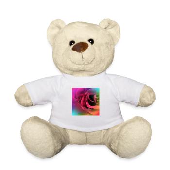 Kreatives mehrfarbiges Foto einer Rose - Teddy - Weiß - Vorne