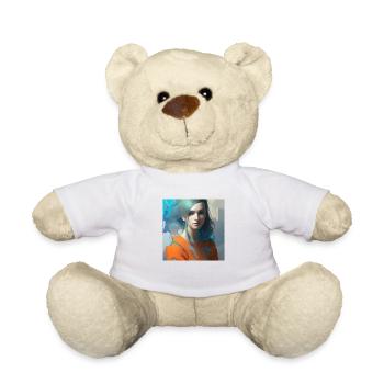 Beautiful woman watercolor painting - Teddy Bear - white - Front