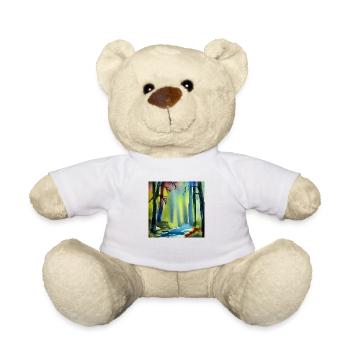 Watercolor painting forest - Teddy Bear - white - Front