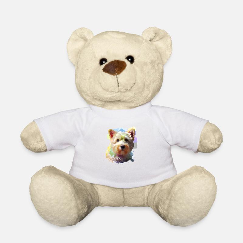 Bunter Abstrakter Geometrischer Hund - Teddy - Weiß