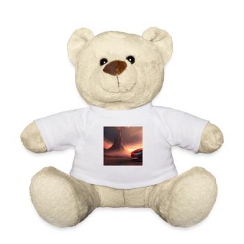 Car in front of mountain - Teddy Bear - white - Front
