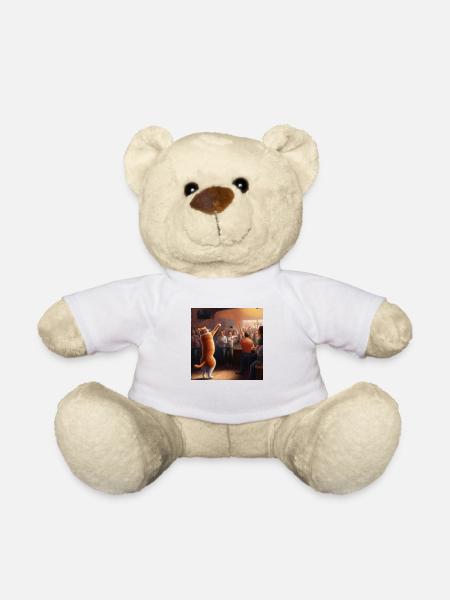 Orange cat dancing - Teddy Bear - white