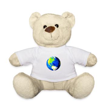 Mignon dessin animé représentation de la planète Terre 2 - Nounours - blanc - Devant