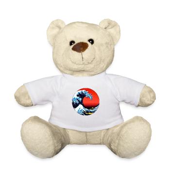 The Great Wave - AI Art inspired by Hokusai - Teddy Bear - white - Front