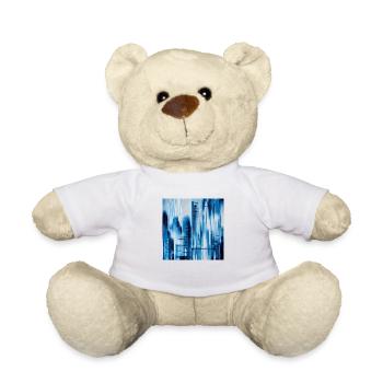 Ville en bleu, abstrait - Nounours - blanc - Devant