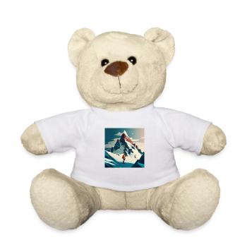 Illustration skieur montagne, piste de ski - Nounours - blanc - Devant