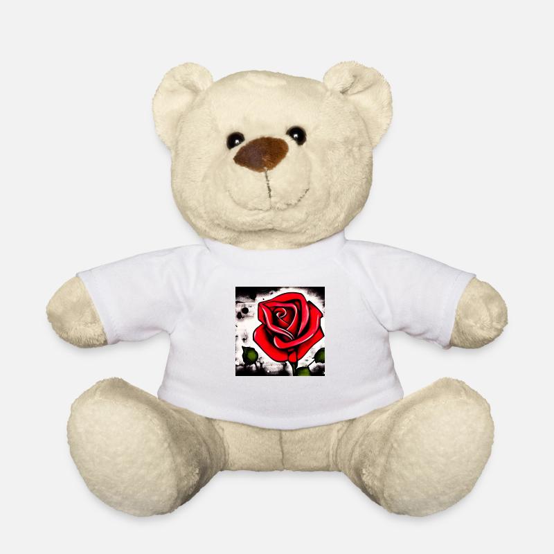 Red rose graffiti style - Teddy Bear - white