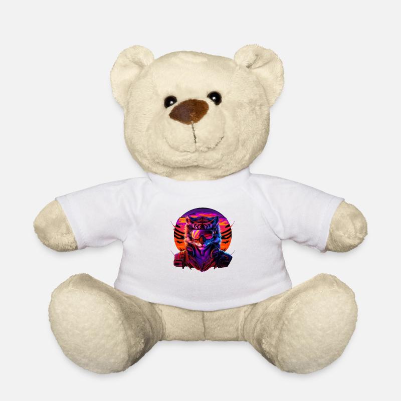 Retro Emblems - Animal - Pilot Tiger - Teddy - Weiß