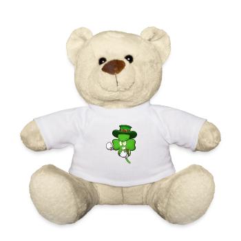 Angry Four-Leaf Clover Character Ready To Fight - Teddy Bear - white - Front