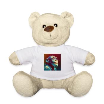 Farbiger Schimpanse / Affe, einzigartiges Design - Teddy - Weiß - Vorne