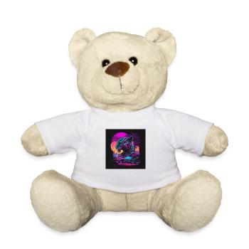Tiger with neon colors, synthwave / 80s - Teddy Bear - white - Front