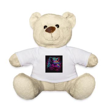 Schwein mit Brille in Neonfarben, 80er Jahre - Teddy - Weiß - Vorne