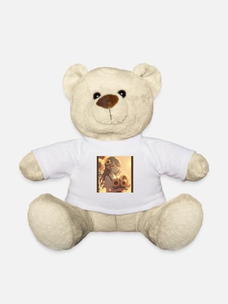 Anime Girl Anime Girl Waifu Otaku Sunflowers - Nounours - blanc