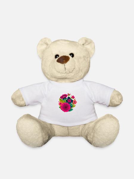 Bouquet de fleurs - Nounours - blanc