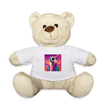 ERDMÄNNCHEN VAPORWAVE, moderne Kunst Neon Farben - Teddy - Weiß - Vorne