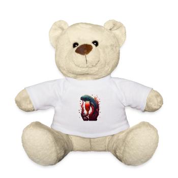 Cooles Motiv mit einem Meereslebewesen und Bier - Teddy - Weiß - Vorne