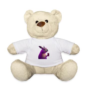 Cooler Lustiger Hase mit Bier in Pink - Teddy - Weiß - Vorne