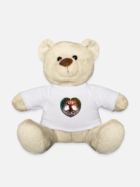 Tree of Life Ecology Nature Heart - Teddy Bear - white