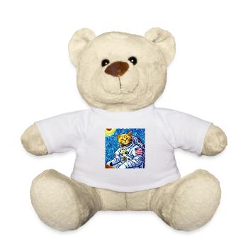 Van Gogh Astronaut Cat - Teddy Bear - white - Front