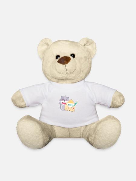 Cat Post - Teddy Bear - white