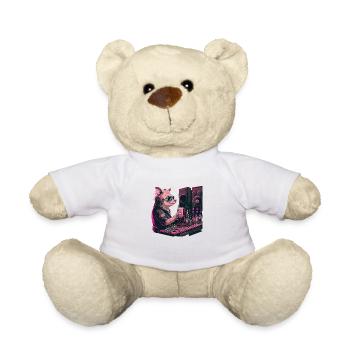 Cooles Dj Schwein mit Bier - Teddy - Weiß - Vorne