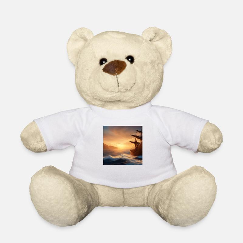 Segelschiff auf dem Meer - Teddy - Weiß