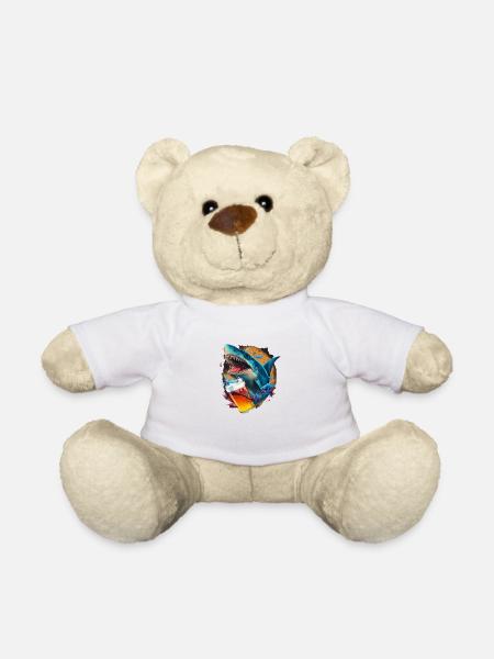 Bier-trinkender Haifisch - Teddy - Weiß
