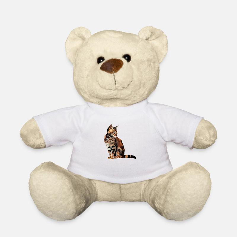 Bengal-Katze im Polygonstil – Geometrisch - Teddy - Weiß
