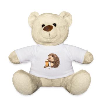 Hérisson mignon avec de la bière - Nounours - blanc - Devant