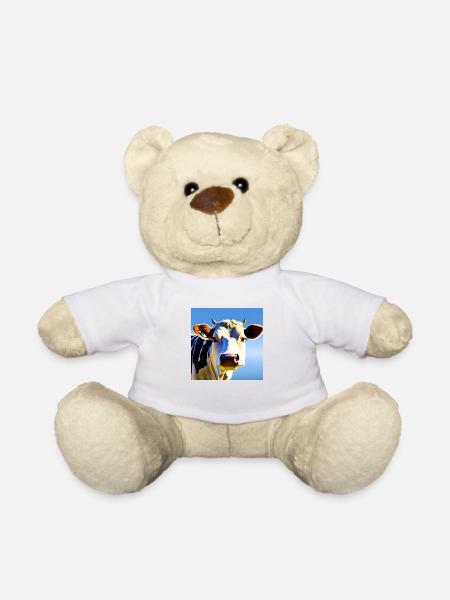 Kuh mit Hörnern - Teddy - Weiß