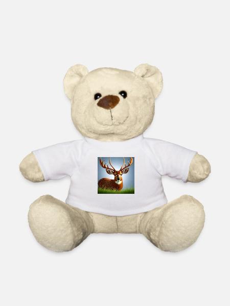 Hirsch im Gras - Teddy - Weiß