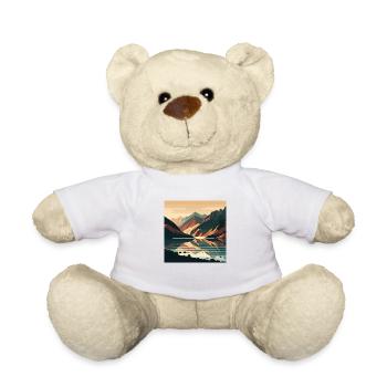 Minimalist mountain landscape with lake - Teddy Bear - white - Front