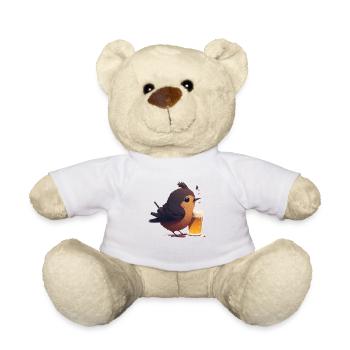 Kleiner Vogel genießt sein Bier - Teddy - Weiß - Vorne
