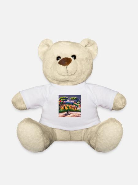 childhood with bicycle in mountains during summer - Teddy Bear - white